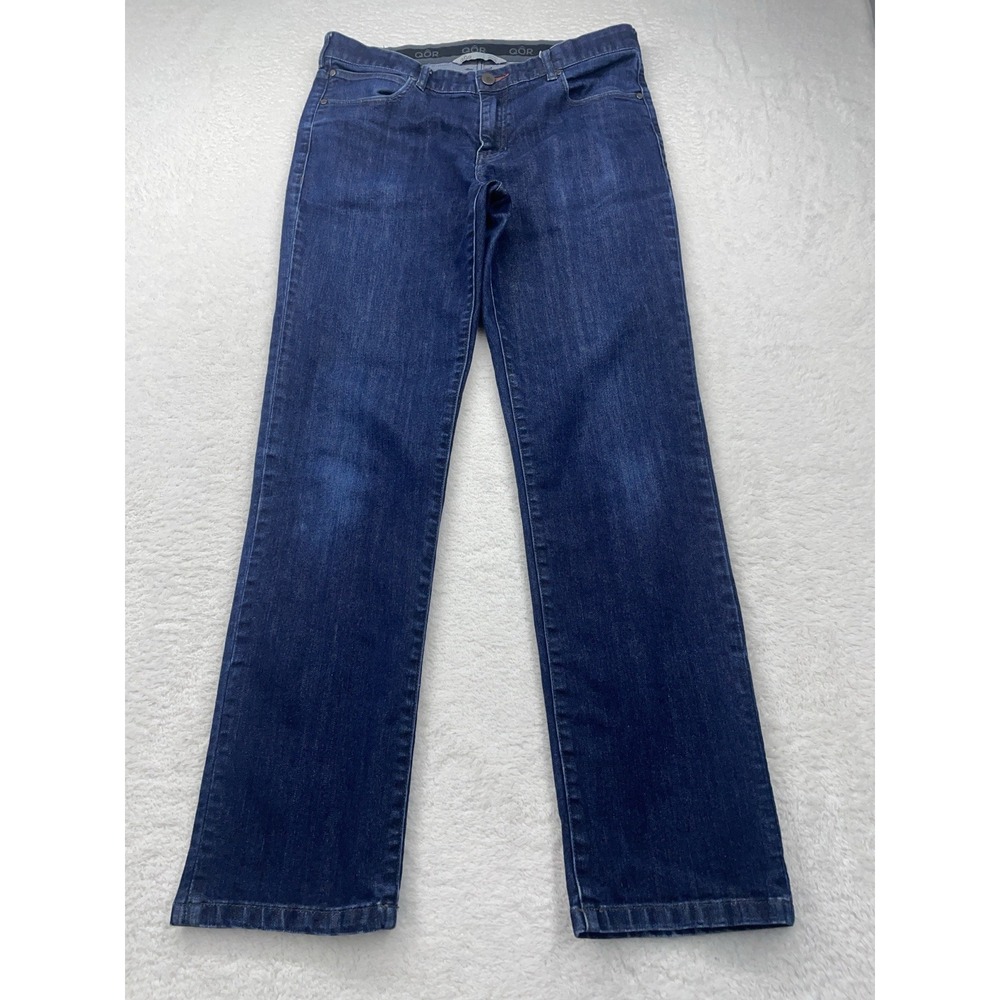 QOR Jeans Mens 36x34 Blue Denim Dark Wash‎ Regular Fit Straight Stretch Zipper